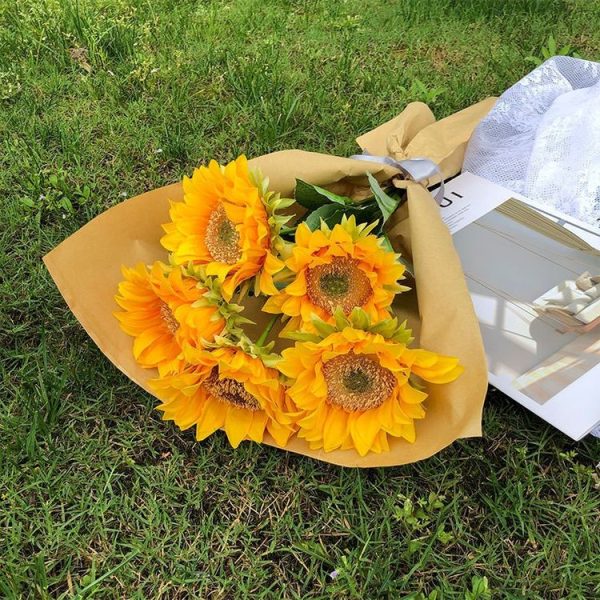 Simulated Flower Arrangement Table Ornament Picnic Photo Props, Style: 3pcs Sunflower Cater Paper - Image 5