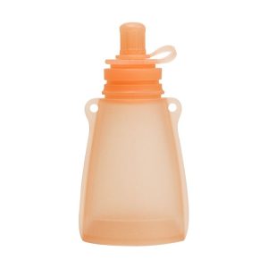 120ml Reusable Silicone Baby Food Pouches Refillable Squeeze Storage Containers (Orange)