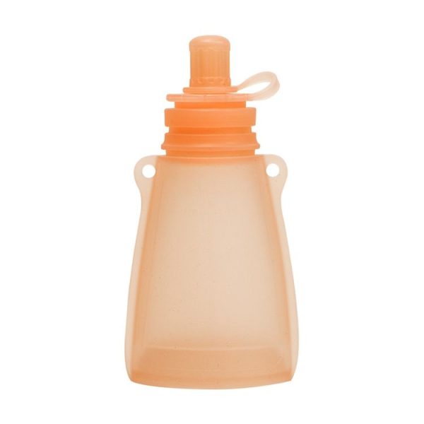 120ml Reusable Silicone Baby Food Pouches Refillable Squeeze Storage Containers (Orange)