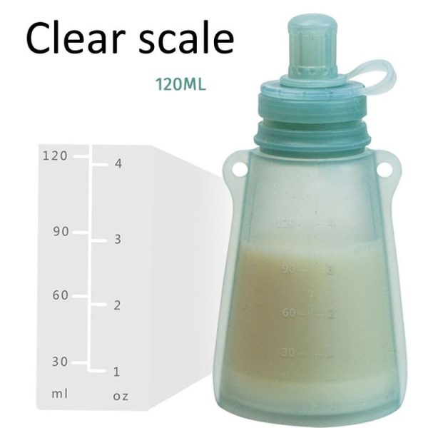 120ml Reusable Silicone Baby Food Pouches Refillable Squeeze Storage Containers (Orange) - Image 6