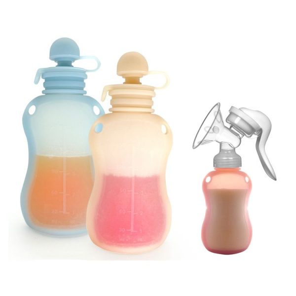 150ml Reusable Silicone Baby Food Pouches Refillable Squeeze Storage Containers (Blue) - Image 2