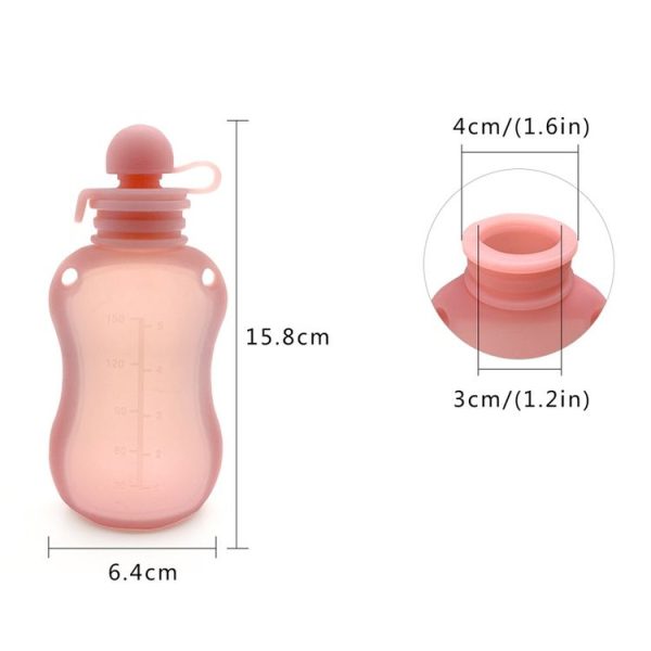 150ml Reusable Silicone Baby Food Pouches Refillable Squeeze Storage Containers (Blue) - Image 4