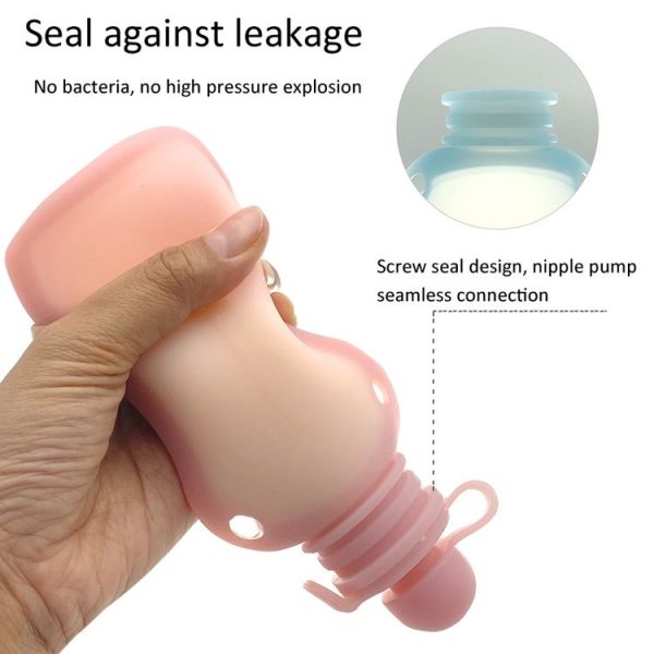 150ml Reusable Silicone Baby Food Pouches Refillable Squeeze Storage Containers (Blue) - Image 5