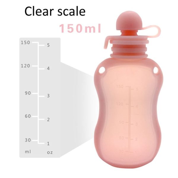 150ml Reusable Silicone Baby Food Pouches Refillable Squeeze Storage Containers (Blue) - Image 6