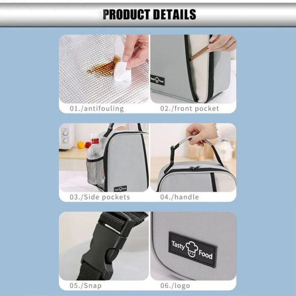 Portable Outdoor Picnic Portable Fresh-keeping Lunch Bag (Black) - Image 7