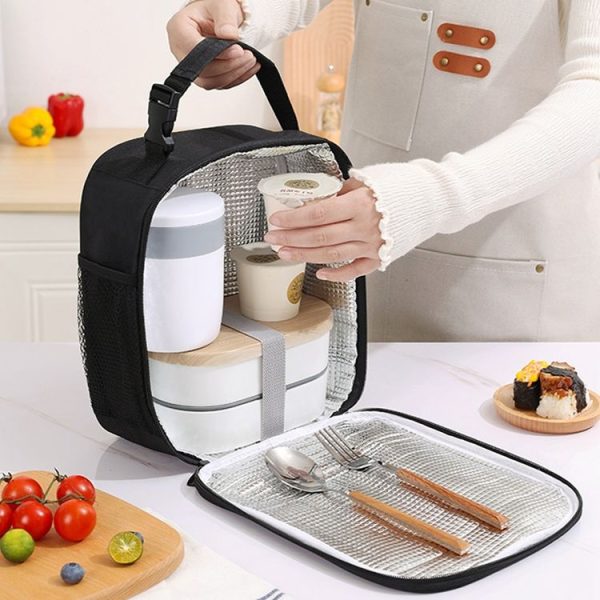 Portable Outdoor Picnic Portable Fresh-keeping Lunch Bag (Black) - Image 8