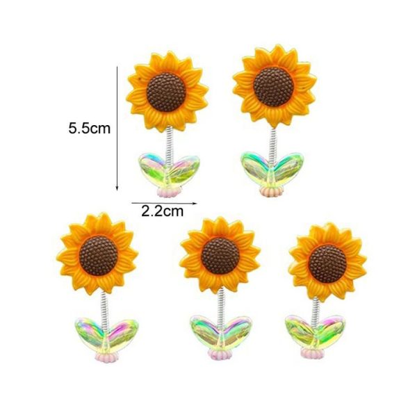 5pcs / Set Cute Sunflower Car Ornament Car Center Console Shaking Flowers Decoration, Style: A Model - Image 2
