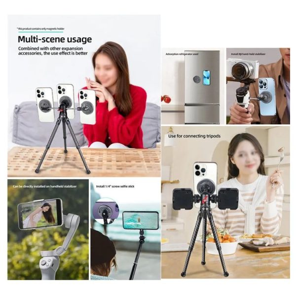 Magnetic Phone Holder with 1 / 4 Inch Hole for Tripod Magic Arm (Titanium Color) - Image 11