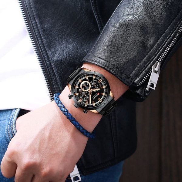 Curren M8355 Men Watch Waterproof Quartz Six Stitches Calendar Steel Belt Business Watch (White Shell Black) - Image 10