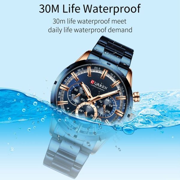 Curren M8355 Men Watch Waterproof Quartz Six Stitches Calendar Steel Belt Business Watch (White Shell Black) - Image 8