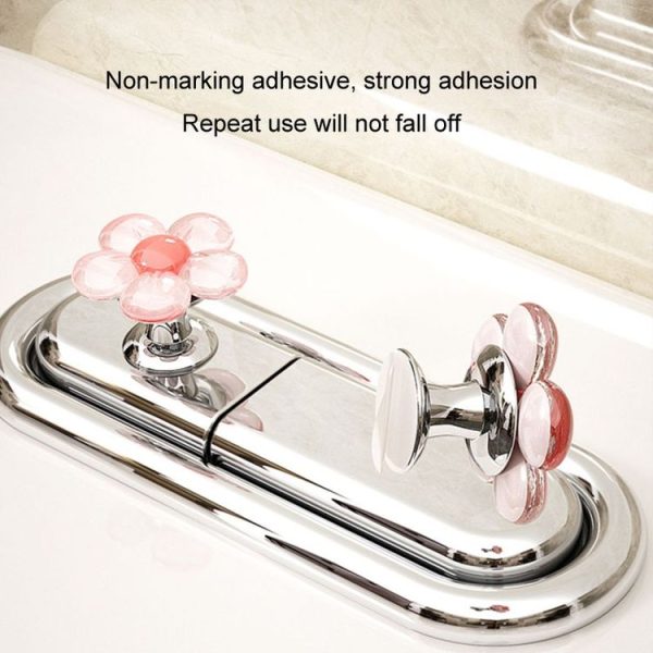 Cute Flower Toilet Pusher Nail Art Special Bathroom Flush Switch Button (Pink) - Image 4