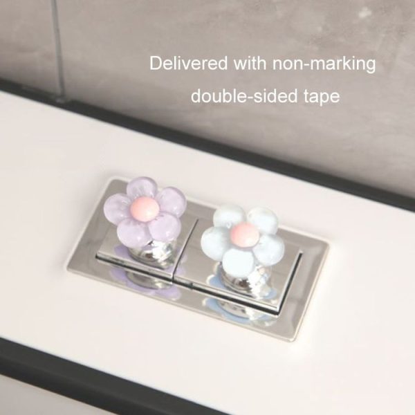 Cute Flower Toilet Pusher Nail Art Special Bathroom Flush Switch Button (Pink) - Image 7