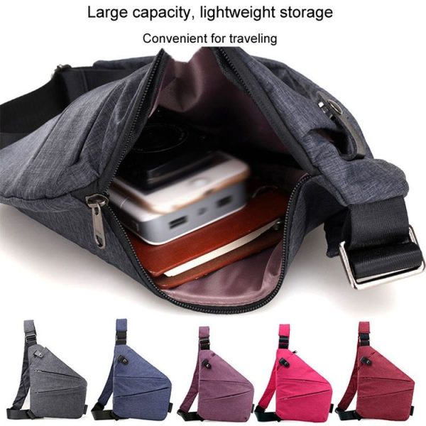 Sports Casual Men Crossbody Bag Large Capacity Multi-Pocket Single Shoulder Bag, Style: Right Shoulder Nylon (Black) - Image 7
