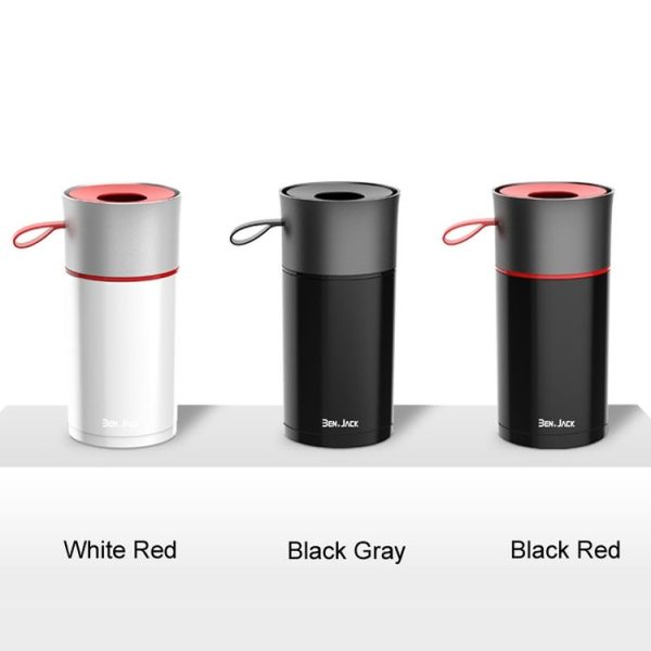 BEN.JACK Cylindrical Car Water Cup Holder Tissue Box (White Red) - Image 2