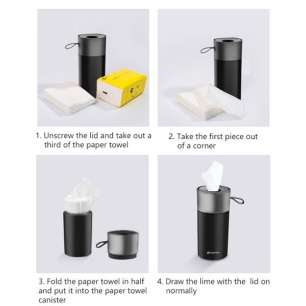 BEN.JACK Cylindrical Car Water Cup Holder Tissue Box (White Red) - Image 6