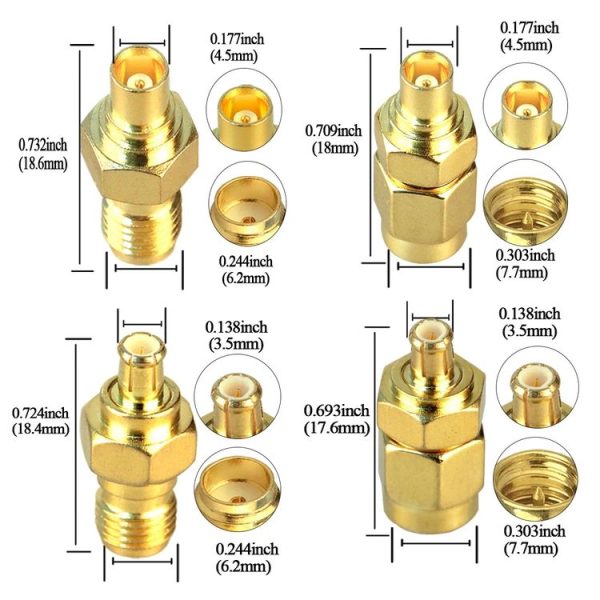 4pcs / Set SMA To MCX Connector Kit RF Coaxial Gold Plated Adapter - Image 2