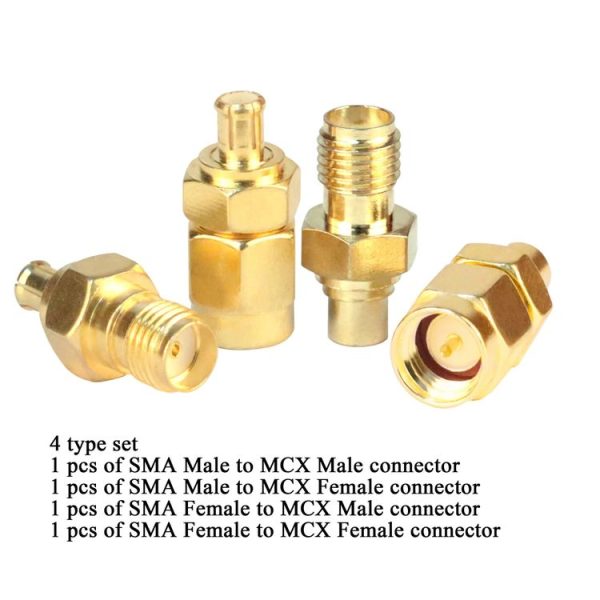 4pcs / Set SMA To MCX Connector Kit RF Coaxial Gold Plated Adapter - Image 4
