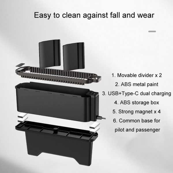 BEN.JACK Multifunctional Car Seat Gap Storage Box (Black) - Image 5