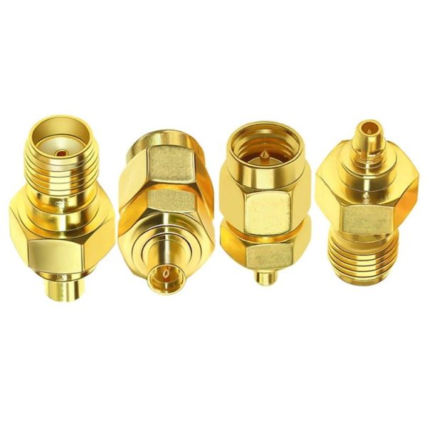 4pcs / Set SMA To MMCX Coaxial Adapter Kit Brass Coaxial Connector RF Antenna Adapter