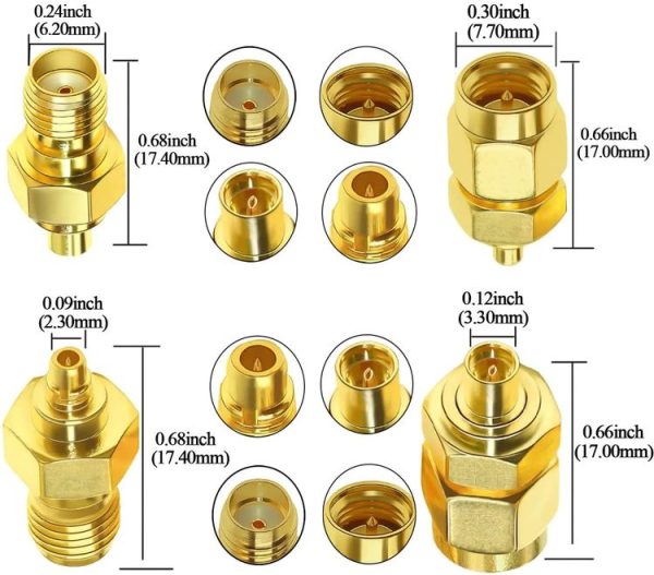 4pcs / Set SMA To MMCX Coaxial Adapter Kit Brass Coaxial Connector RF Antenna Adapter - Image 6