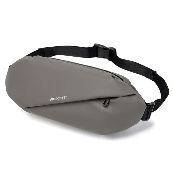 WEIXIER YB9569 Large Capacity Casual Simple Slanting Cross Shoulder Bag Sports Cell Phone Waist Bag (Grey)
