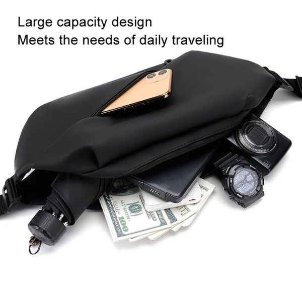 WEIXIER YB9569 Large Capacity Casual Simple Slanting Cross Shoulder Bag Sports Cell Phone Waist Bag (Grey) - Image 2