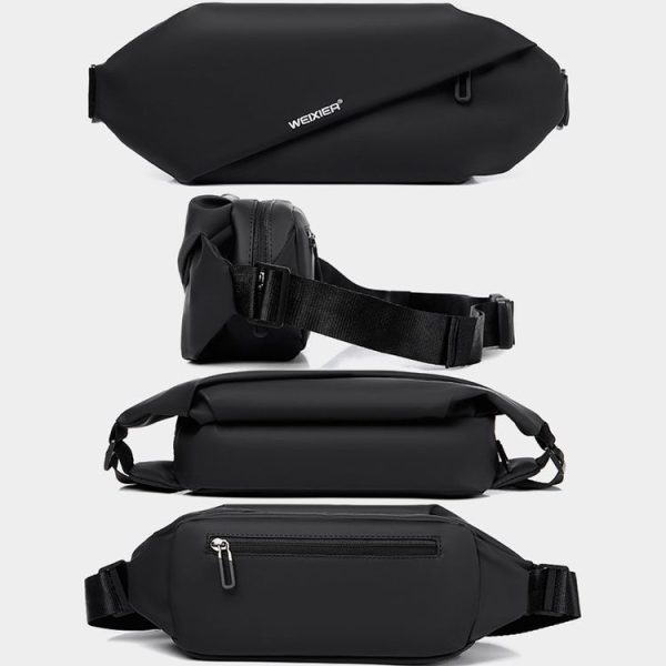WEIXIER YB9569 Large Capacity Casual Simple Slanting Cross Shoulder Bag Sports Cell Phone Waist Bag (Grey) - Image 4