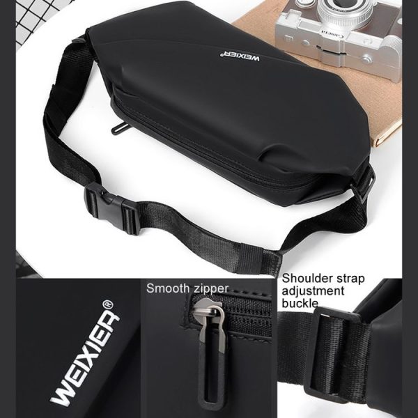 WEIXIER YB9569 Large Capacity Casual Simple Slanting Cross Shoulder Bag Sports Cell Phone Waist Bag (Grey) - Image 5