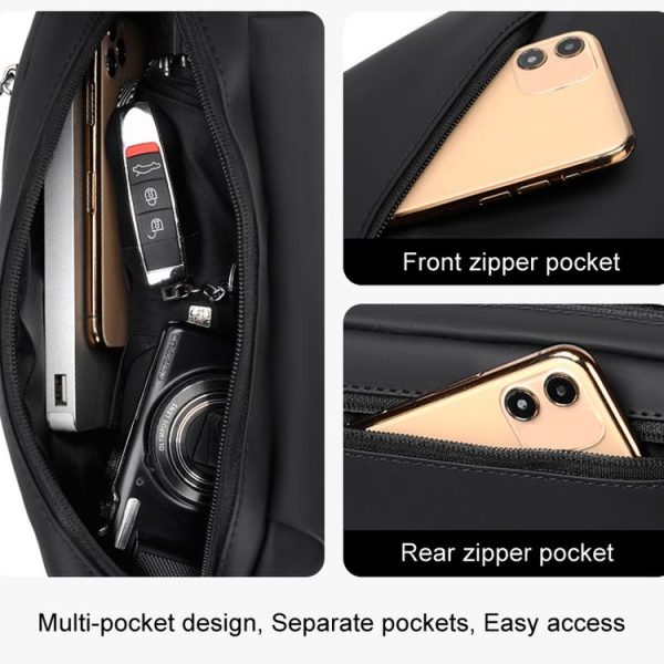 WEIXIER YB9569 Large Capacity Casual Simple Slanting Cross Shoulder Bag Sports Cell Phone Waist Bag (Grey) - Image 7