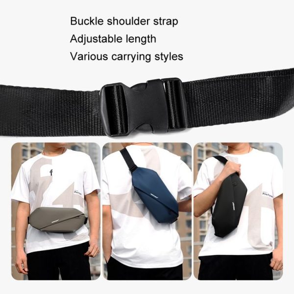 WEIXIER YB9569 Large Capacity Casual Simple Slanting Cross Shoulder Bag Sports Cell Phone Waist Bag (Grey) - Image 8