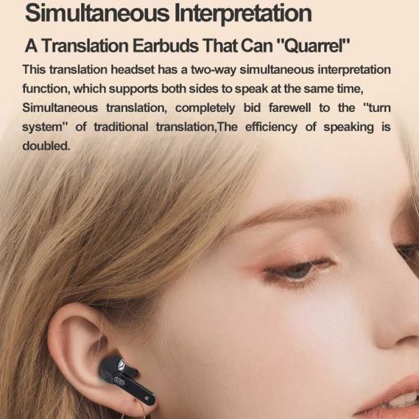 Hishell Y113 Smart Voice Translator Earphone Wireless Earbuds Real Time Instant Online 40 Languages Translate Earphone (Black) - Image 9