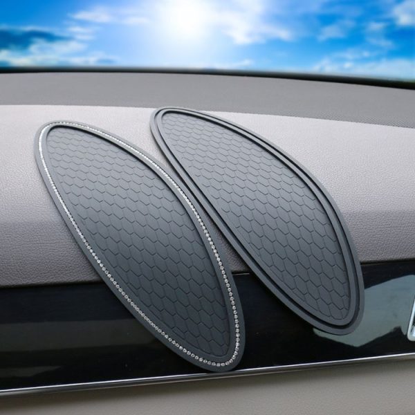 Car Center Console Ornaments Oval Anti-slip Mat, Style: Without Diamond - Image 2