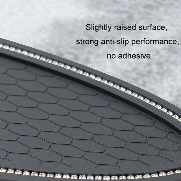 Car Center Console Ornaments Oval Anti-slip Mat, Style: Without Diamond - Image 3