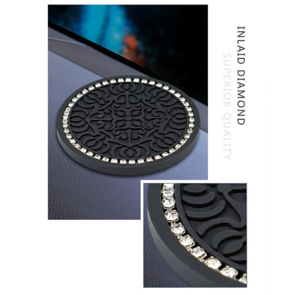 Totem Stripe Car Coaster Storage Non-Slip Insulating Mat, Color: Black No Diamond - Image 4