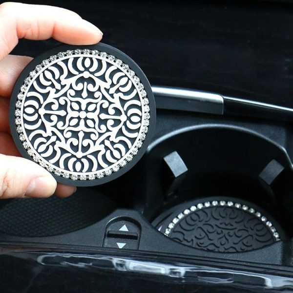 Totem Stripe Car Coaster Storage Non-Slip Insulating Mat, Color: Black No Diamond - Image 5