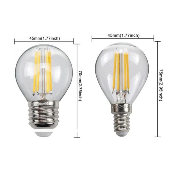 6pcs / Box G45 Bulb LED Lamp Fixture Illuminator Vintage Filament Lights, Style: Transparent Large Screw (220V 4W) - Image 3