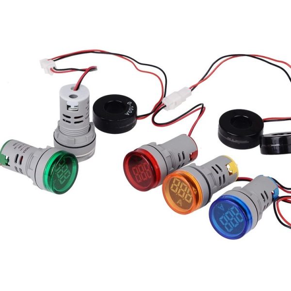 SINOTIMER ST16A Round 22mm LED Digital Signal Light 220V AC Ammeter 0-100A AC Current Indicator Light (01 Red) - Image 7