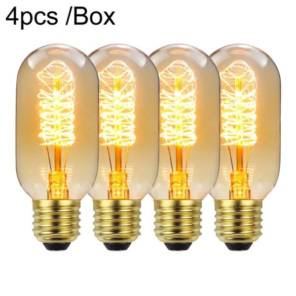 4pcs / Box T45 LED Lamp Fixture Illuminator Vintage Lights, Power: 220V 40W (Spiral Gold)