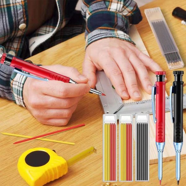 Metal Long Tip Deep Hole Woodworking Pencil Quick Dry Marker, Color: Black Pen - Image 10