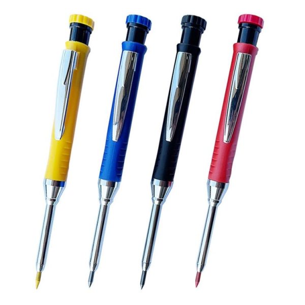 Metal Long Tip Deep Hole Woodworking Pencil Quick Dry Marker, Color: Black Pen - Image 3