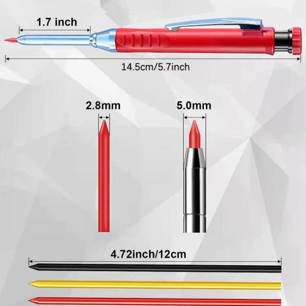 Metal Long Tip Deep Hole Woodworking Pencil Quick Dry Marker, Color: Black Pen - Image 6