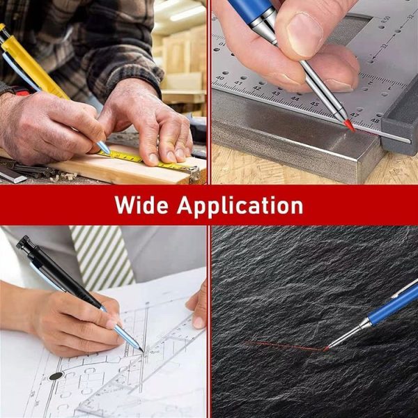 Metal Long Tip Deep Hole Woodworking Pencil Quick Dry Marker, Color: Black Pen - Image 9