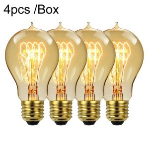 4pcs / Box A60 LED Antique Lamp Vintage Decorative Illumination Light Bulb, Power: 220V 40W (Tip Gold)