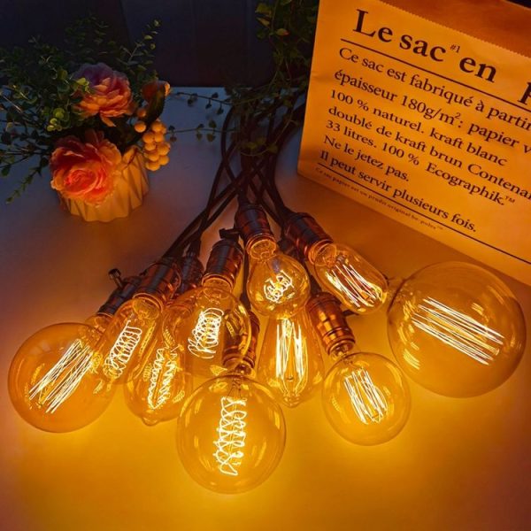 4pcs / Box A60 LED Antique Lamp Vintage Decorative Illumination Light Bulb, Power: 220V 40W (Tip Gold) - Image 2