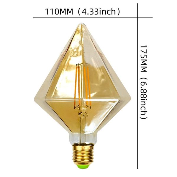 E27 Screw Port LED Vintage Light Shaped Decorative Illumination Bulb, Style: Diamond Gold (220V 4W 2700K) - Image 2