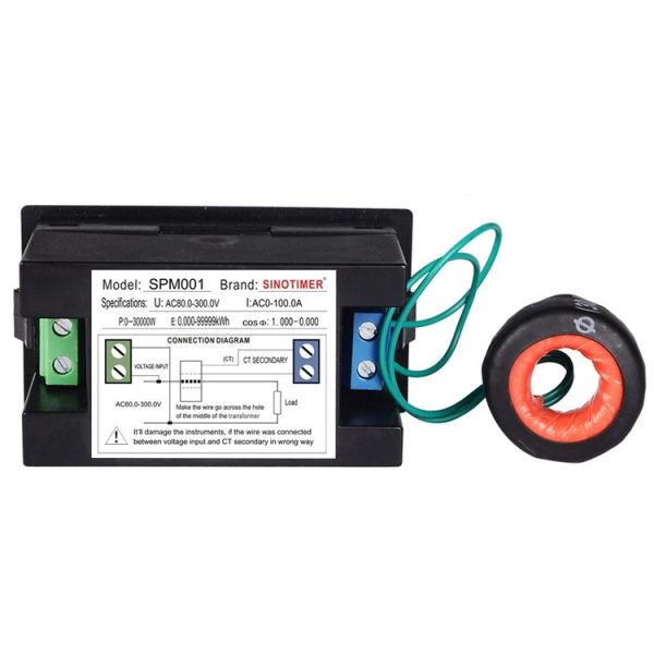 SINOTIMER SPM001 AC LED Digital Voltmeter Frequency Factors Meter Power Monitor, Specification: AC80-300V 100A - Image 4