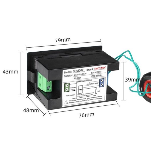 SINOTIMER SPM002 Liquid Crystals AC Digital Voltage And Current Meter Power Monitor, Specification: AC80-300V 100A - Image 3
