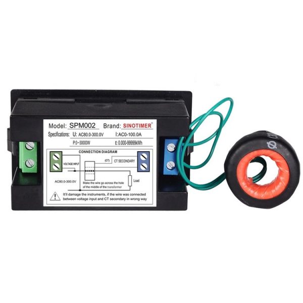 SINOTIMER SPM002 Liquid Crystals AC Digital Voltage And Current Meter Power Monitor, Specification: AC80-300V 100A - Image 4