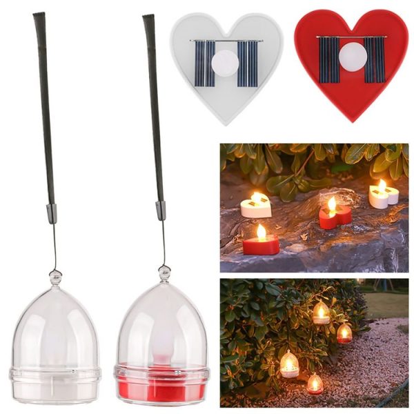 Solar Candle Light Outdoor Courtyard Villa Garden Waterproof Decoration Light, Spec: Heart Mode White Shell - Image 2