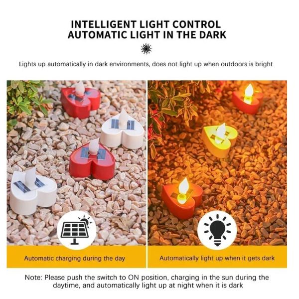 Solar Candle Light Outdoor Courtyard Villa Garden Waterproof Decoration Light, Spec: Heart Mode White Shell - Image 4